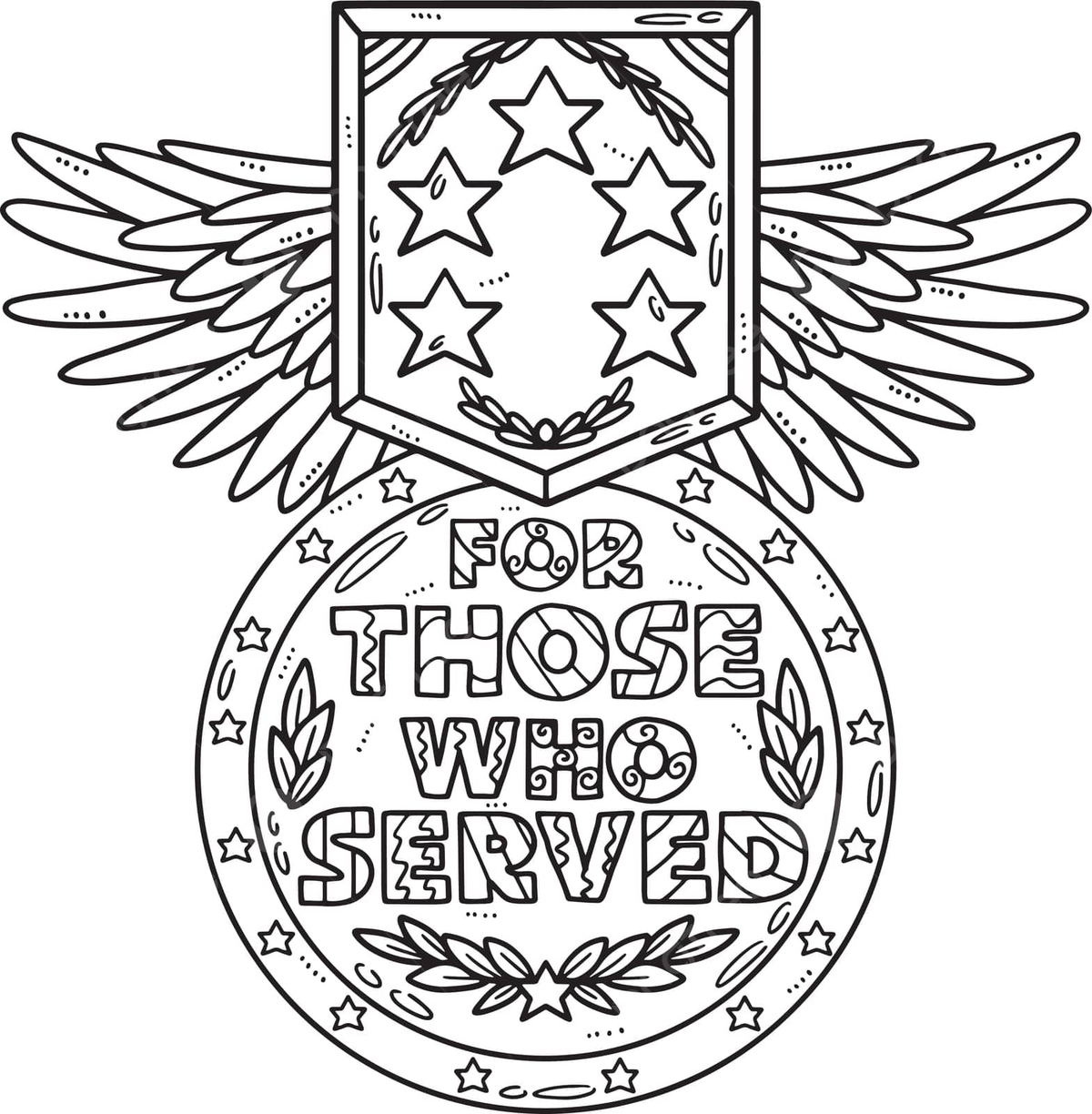 Pãgina para colorear de una medalla aislada para veteranos vector png militar de tados unidos pãgina para colorear colorante png y vector para dcargar gratis