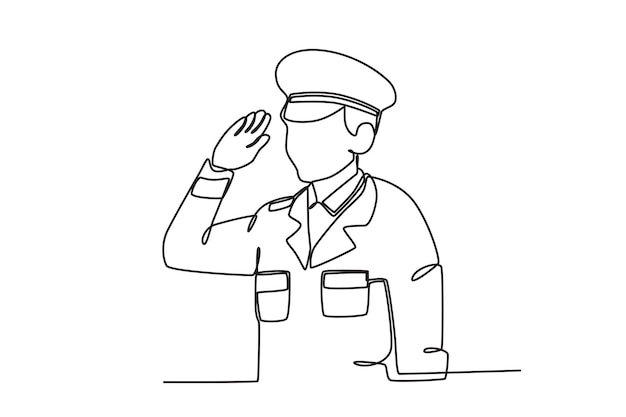 Un patriota rinde homenaje al dibujo en lãnea del dãa de los veteranos vector premium