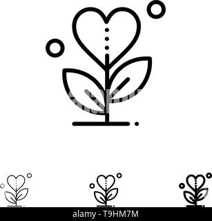 Gratitud crecer el crecimiento el corazãn el amor audaz y delgada lãnea negra conjunto de iconos imagen vector de stock