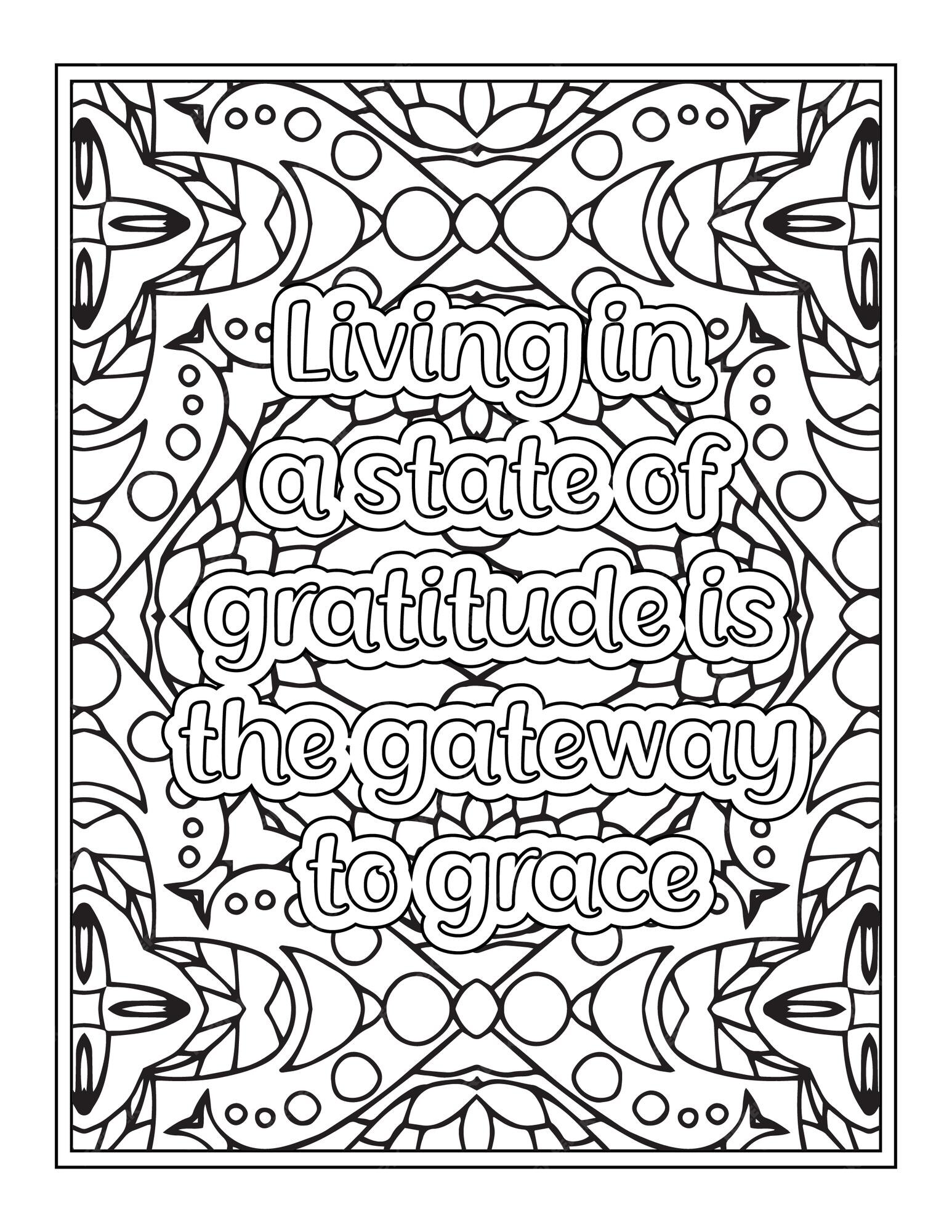 Cotizacion de gratitud pãgina de libro para colorear para adultos vector premium