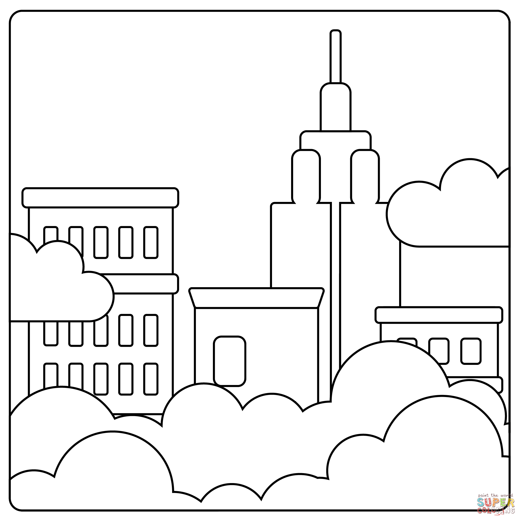 Dibujo de emoji de ciudad neblinosa para colorear dibujos para colorear imprimir gratis