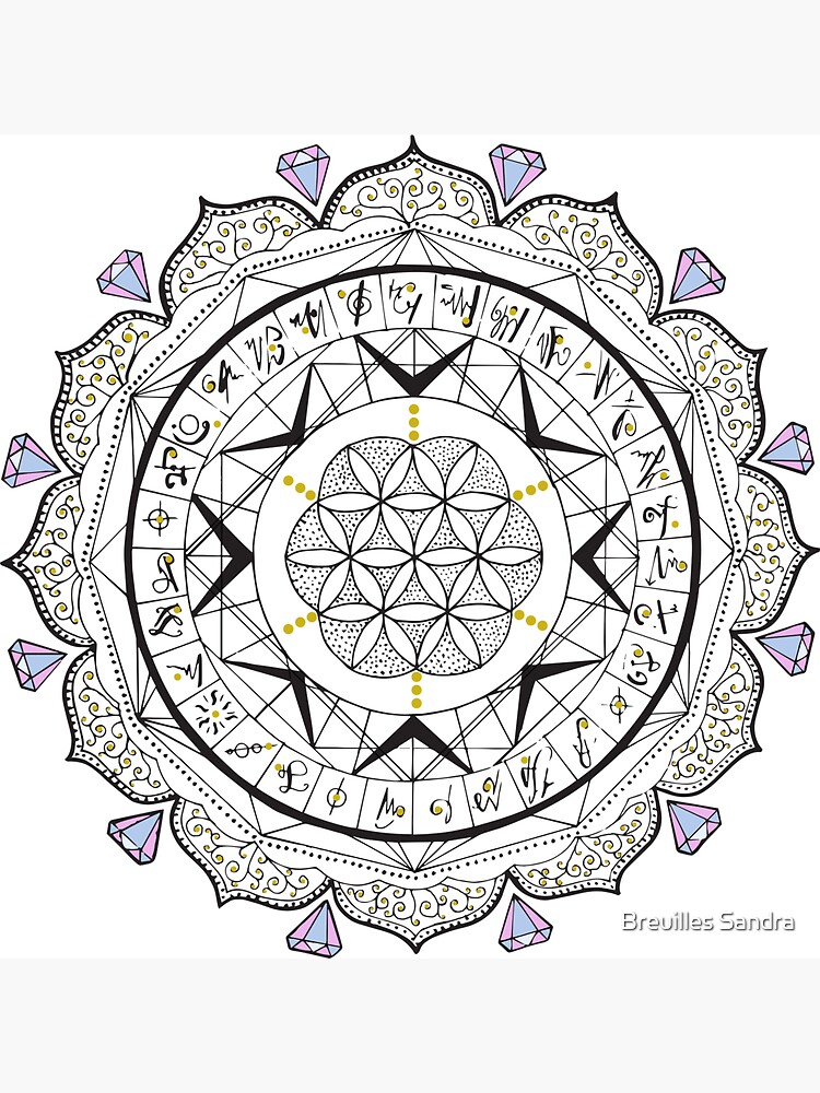 Pegatina con la obra puerta estelar dibujo mandalas geometrãa sagrada flor de la vida de breuilles sandra