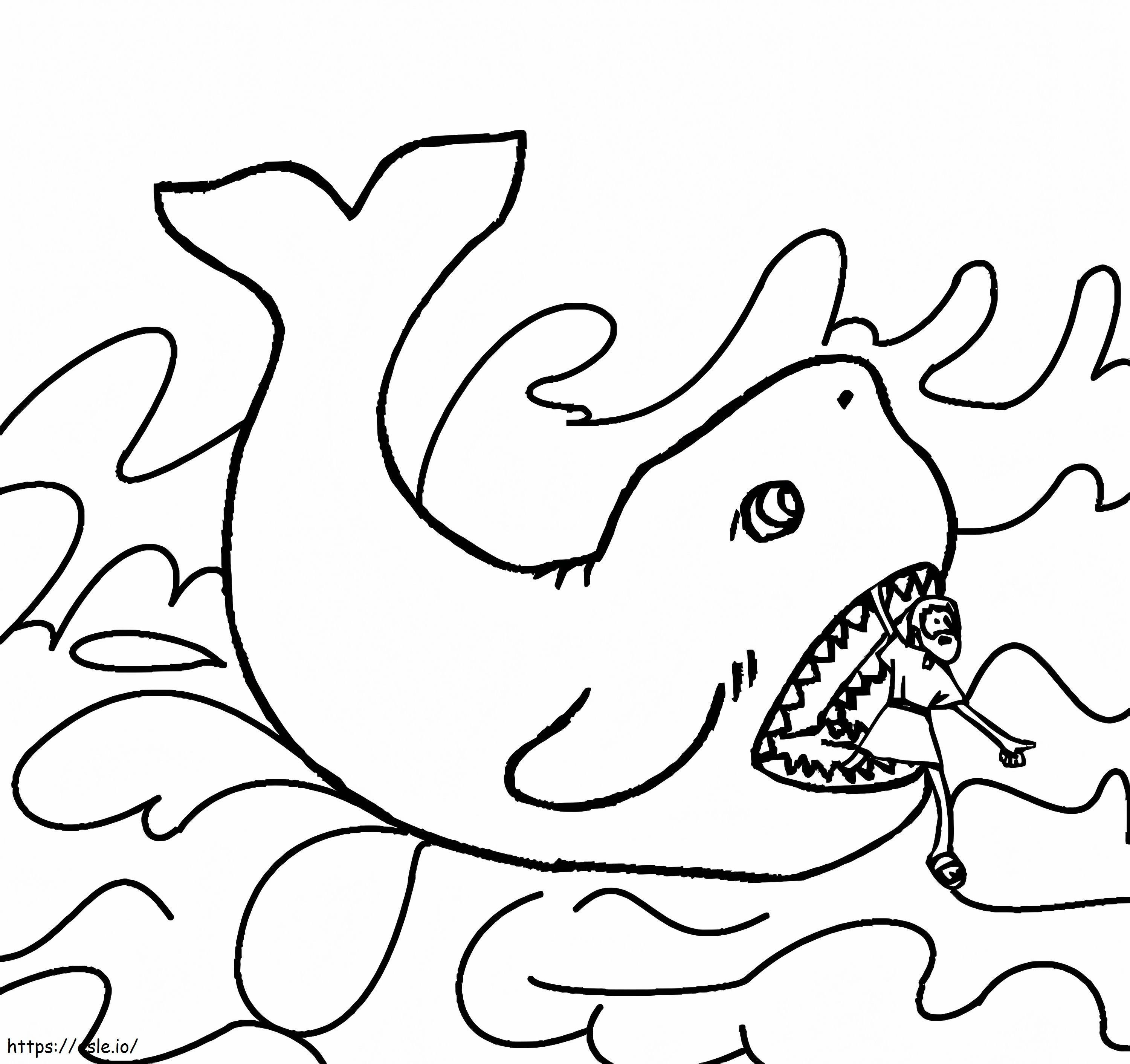 Jonãs y la ballena para colorear