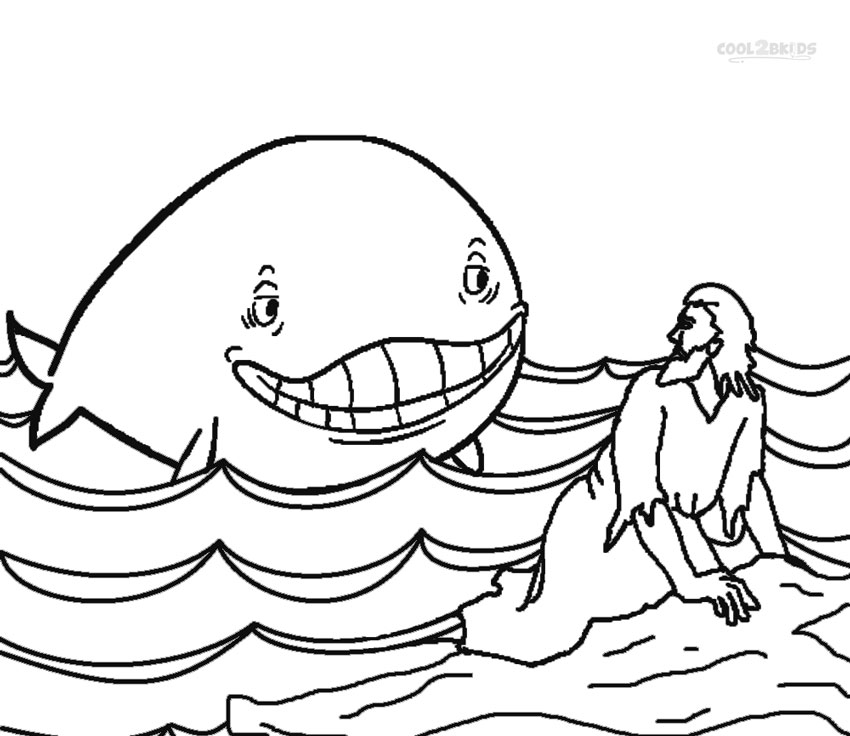 Printable jonah and the whale coloring pages for kids