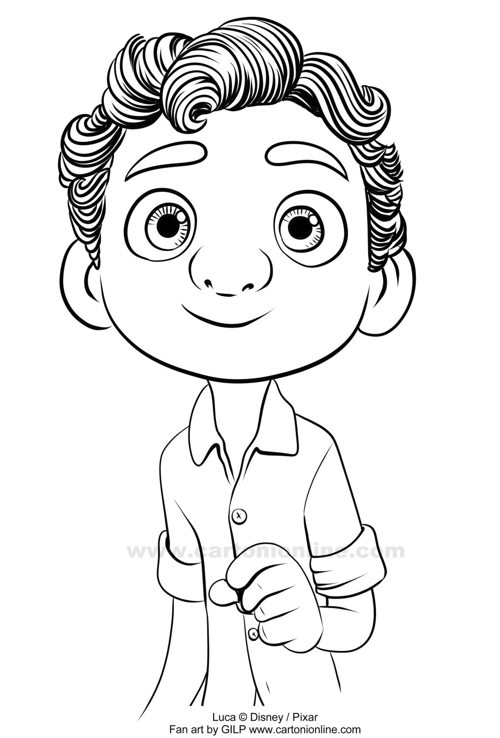 Luca from luca disneypixar coloring page