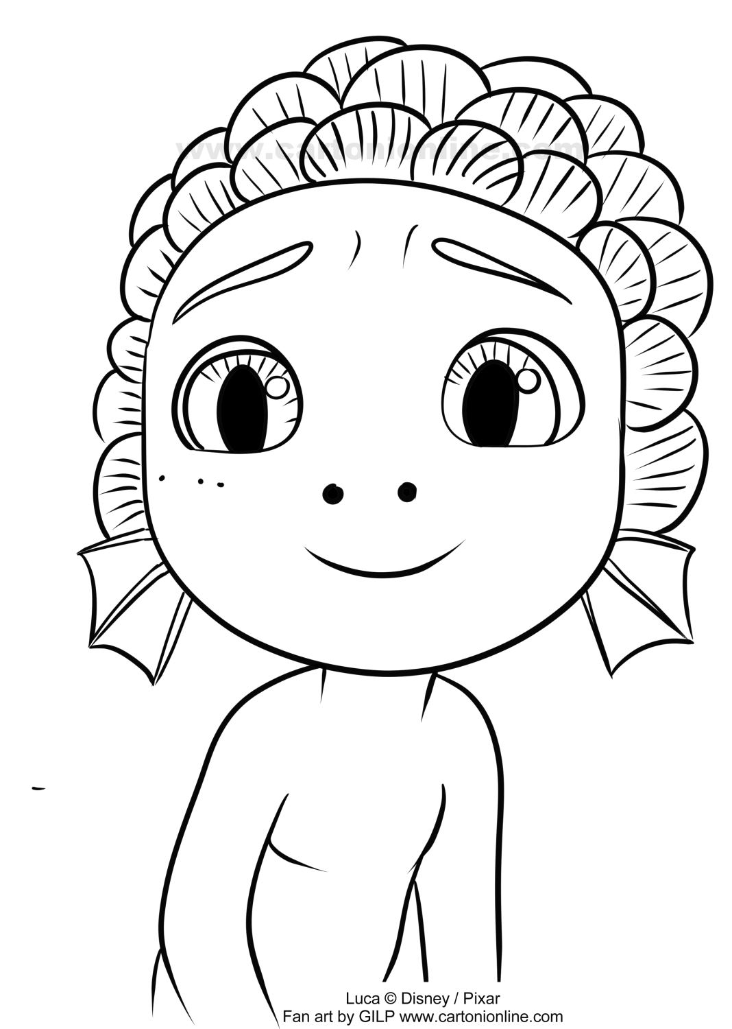 Luca paguro from luca disneypixar coloring page