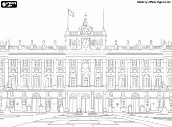 The royal palace of madrid also known as palacio de oriente is the official residence of the king of spain monument coloring pages madrid