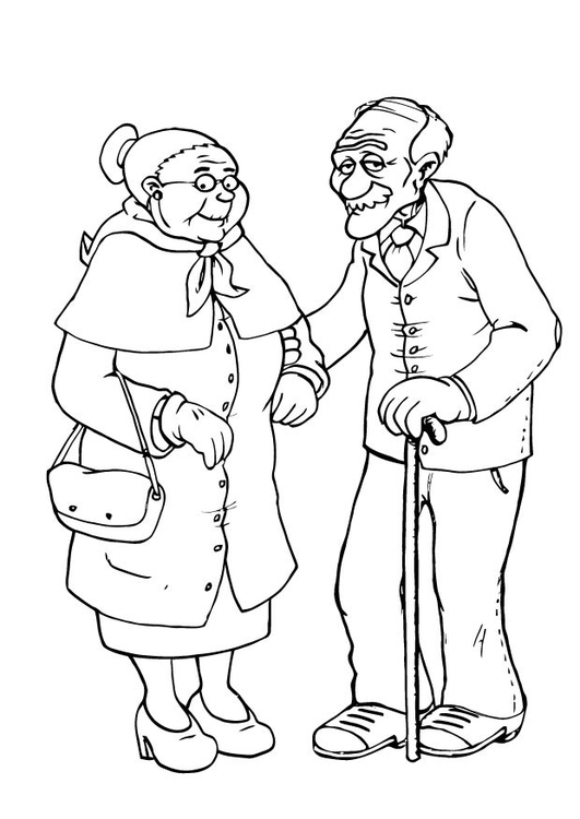 Dibujo para colorear abuela y abuelo