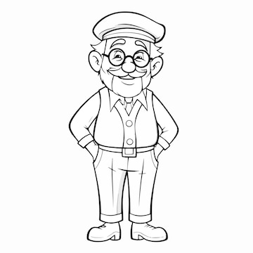 Premium vector coloring book vector of a hand drawn grandfather