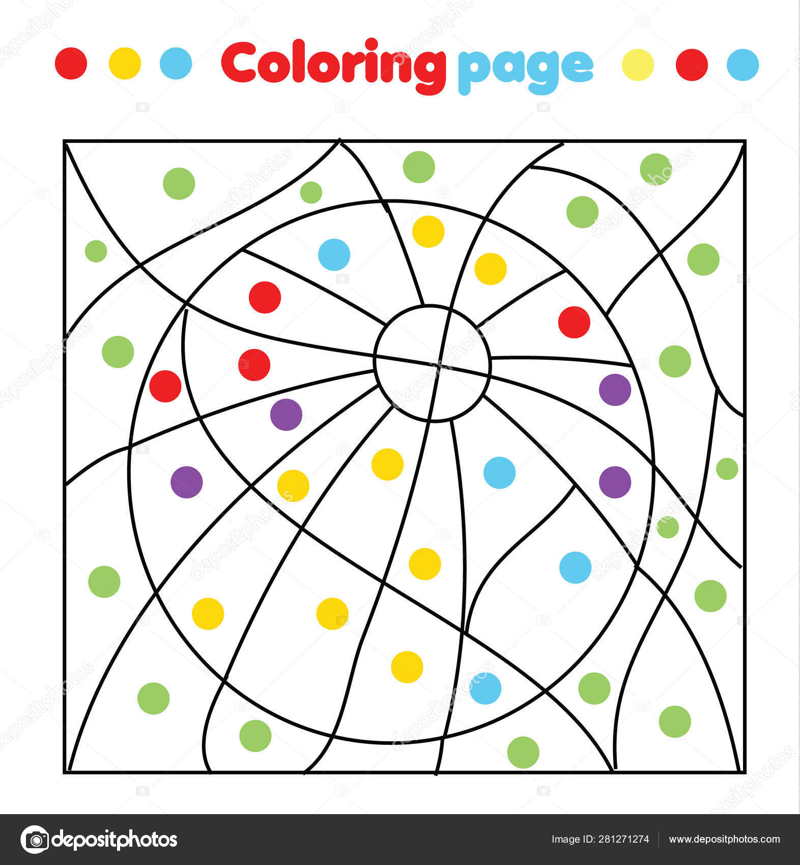 Juego educativo para niãos dibujo para colorear con pelota color por puntos actividad imprimible vector de stock por ksuklein