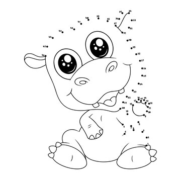 Dibujos de actividad de unir puntos con animal para colorear vector premium