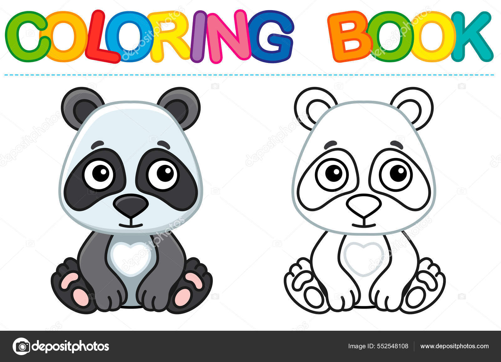 Animal para colorear para niãos libro para colorear panda divertido vector de stock por natasha