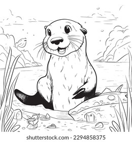 Imãgenes fotos de stock objetos en d y vectores sobre otter coloring