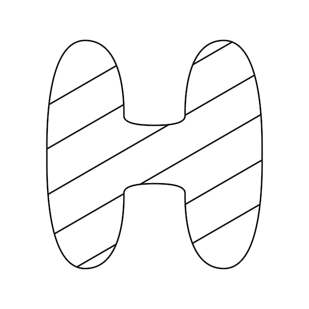 Premium vector coloring page with letter h for kids