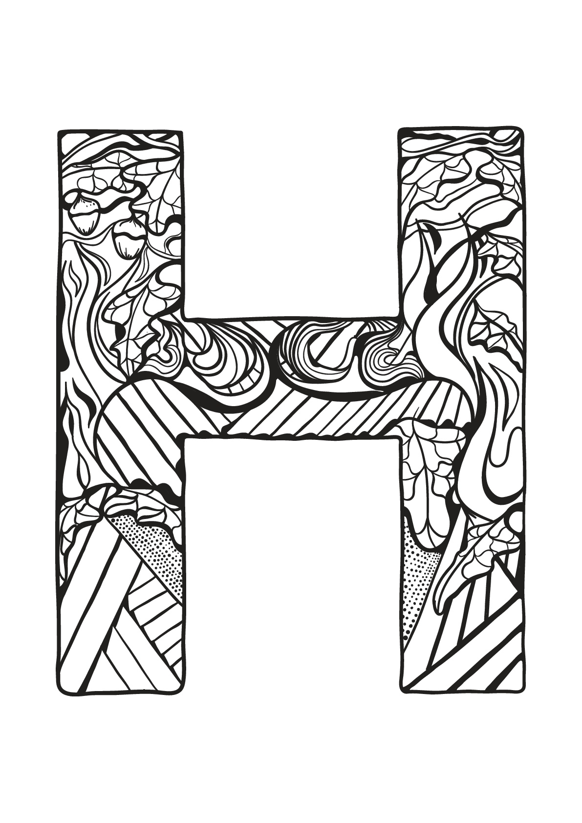 Alphabet free to color for children h