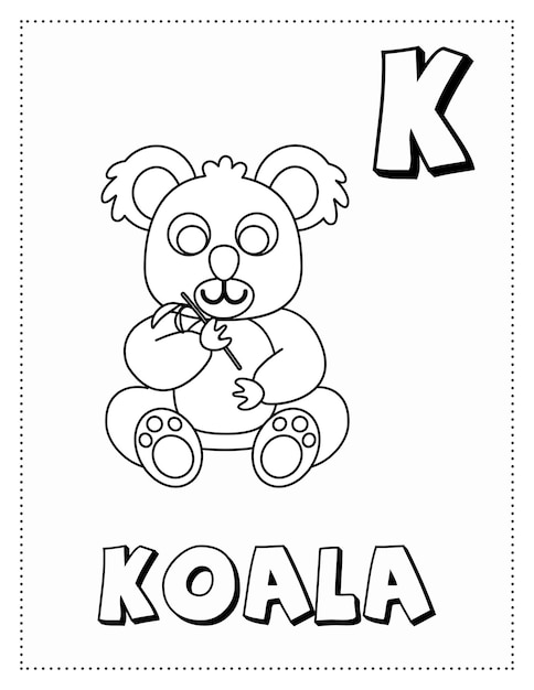 Premium vector letter k is for koala coloring page coloring book letter animals for kids
