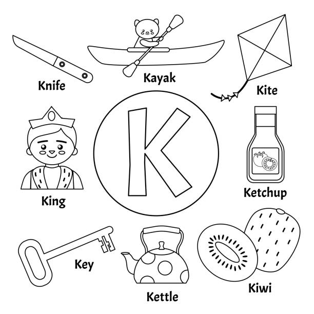 Letter k for king cartoon illustration stock illustrations royalty