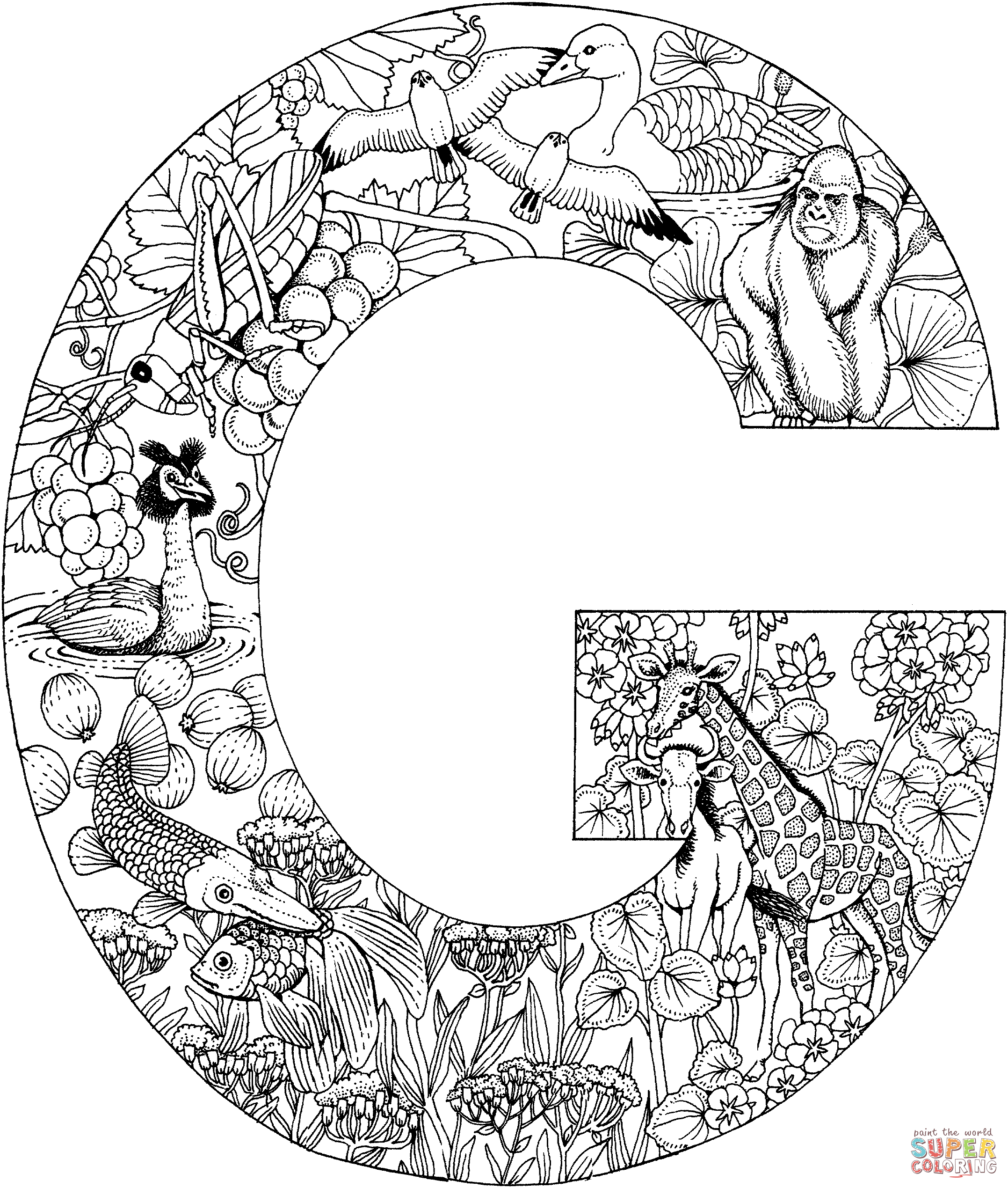 Dibujo de la letra g para colorear dibujos para colorear imprimir gratis