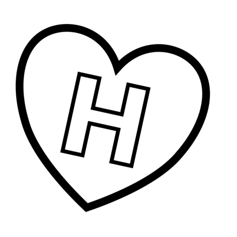 Dibujo de letra h en un corazãn para colorear dibujos para colorear imprimir gratis