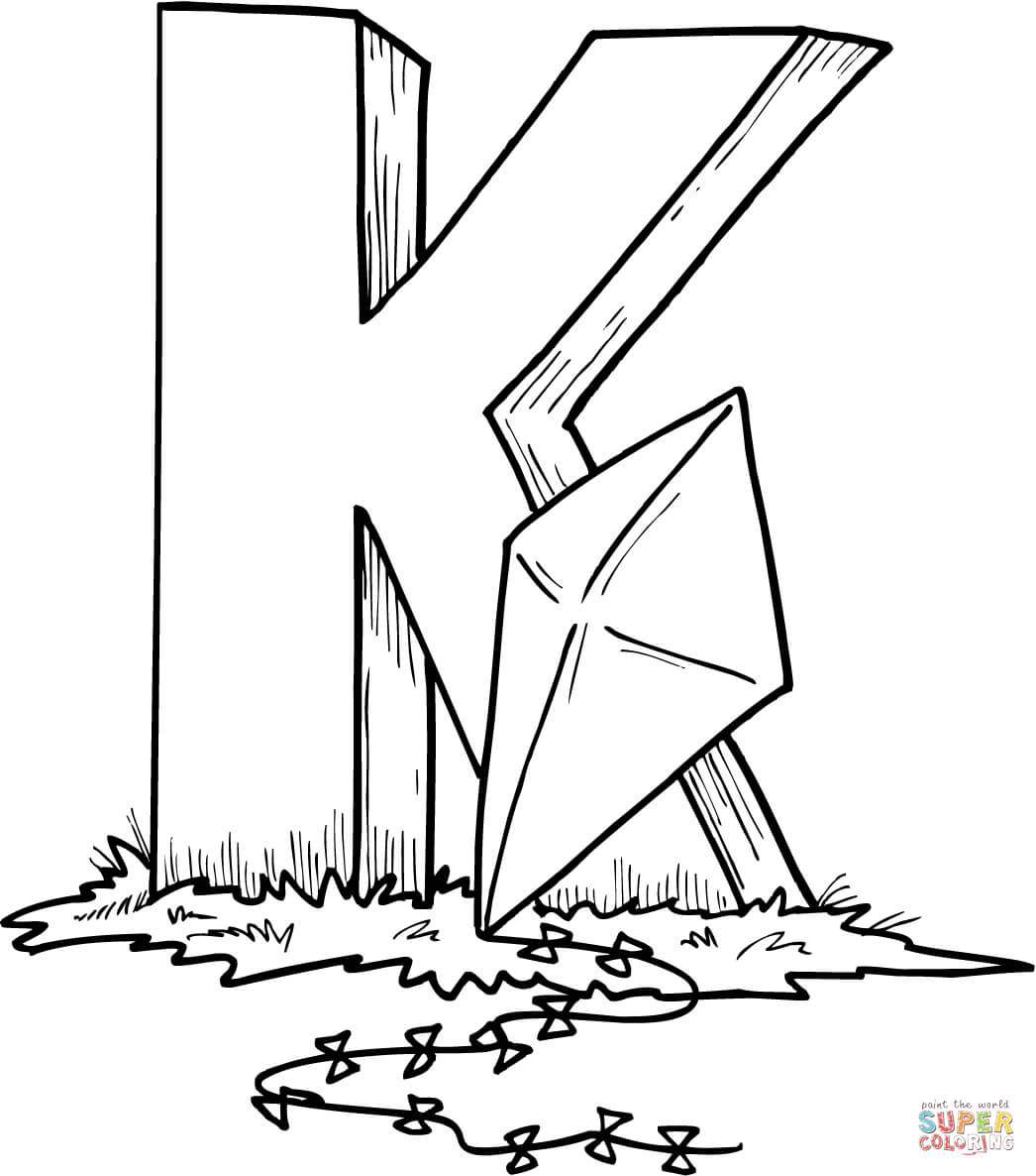 Letter k is for kite coloring page free printable coloring pages
