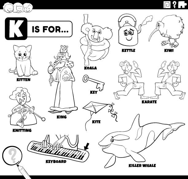 Letra k para tetera ilustraciãn dibujo animado ilustraciones de stock grãficos vectoriales libres de derechos y clip art