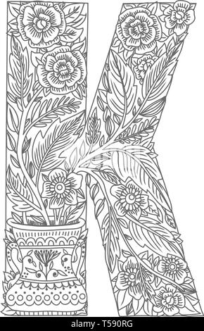 Letra k mayãºscula para colorear imãgen vectorial de stock