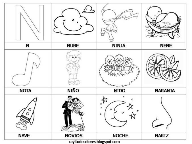 Tarjetas de lectura del abecedario palabras con n letra n actividad de letras