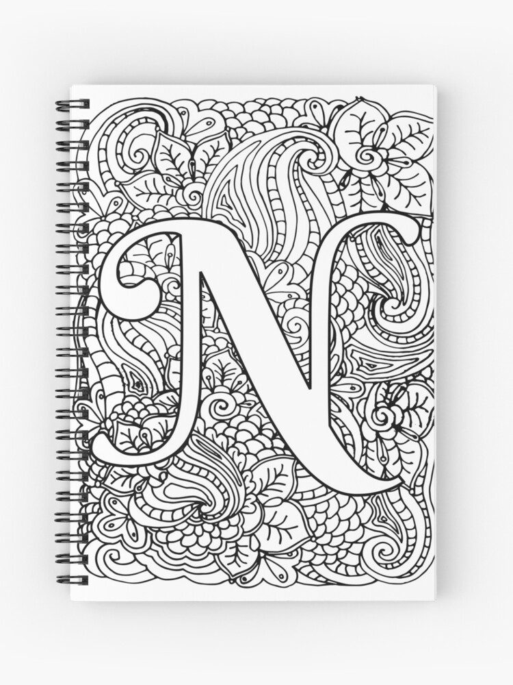 Cuaderno de espiral for sale con la obra pãgina para colorear de adultos monograma letra n de mamasweetea
