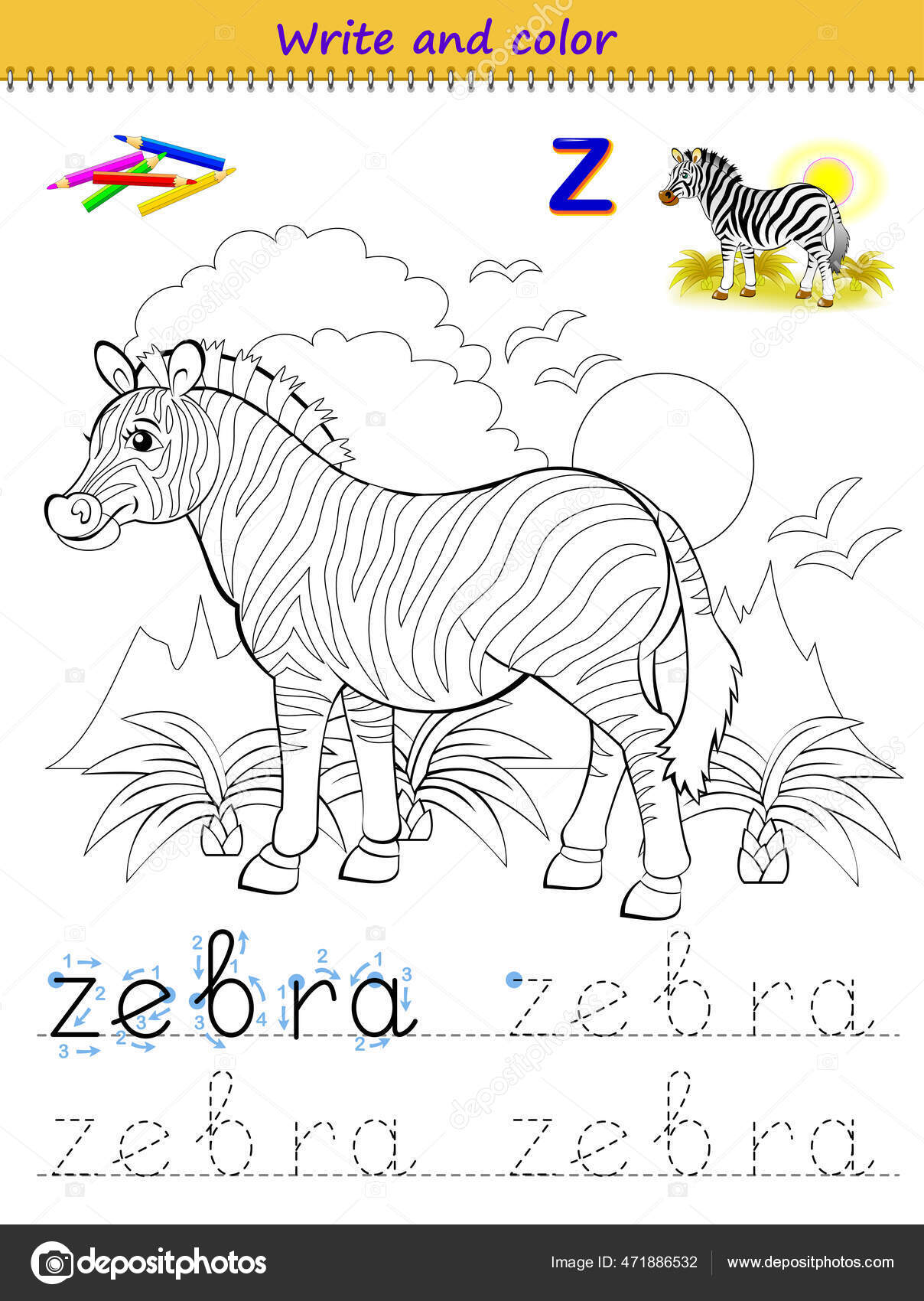Libro para colorear para niãos huellas letras juego educativo para vector de stock por nataljacernecka
