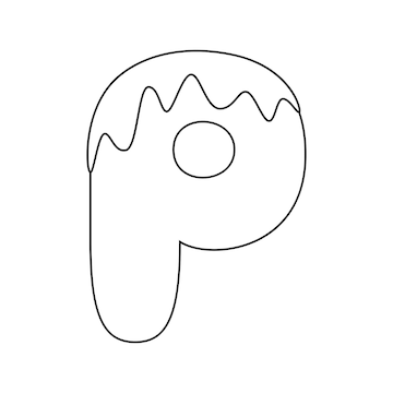Dibujo para colorear con la letra p para niãos vector premium