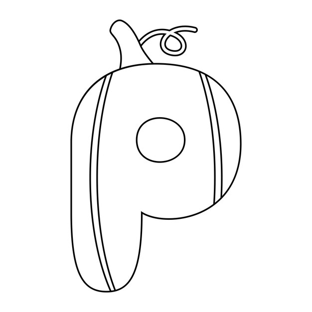 Dibujo para colorear con la letra p para niãos vector premium