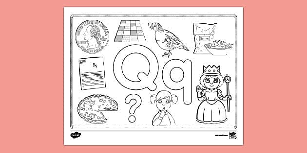 Letter q coloring page hecho por educadores