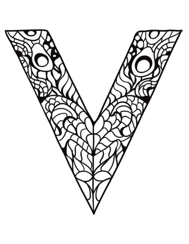 Dibujo de letra v zentangle para colorear dibujos para colorear imprimir gratis