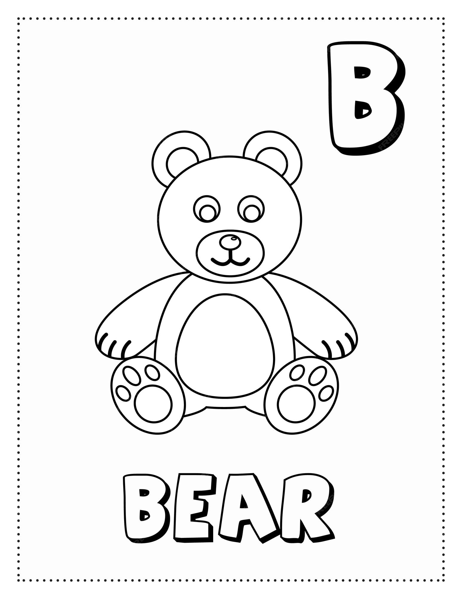 Premium vector letter b is for bear coloring page coloring book letter animals for kids