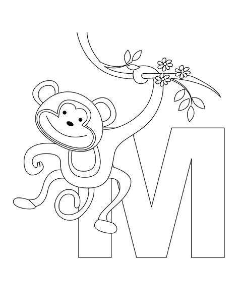 Letter m is for monkey alphabet coloring pages free kids coloring pages monkey coloring pages