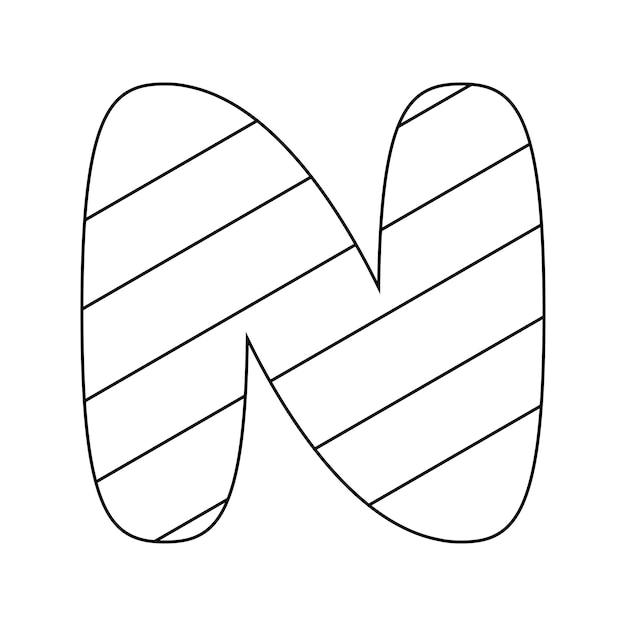 Premium vector coloring page with letter n for kids