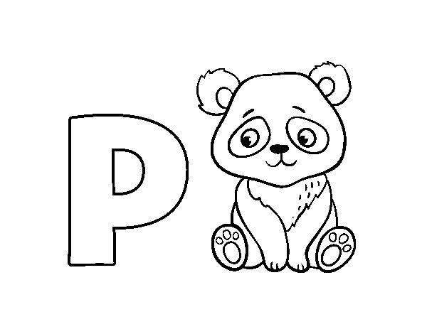 Dibujo de p de panda para colorear panda para colorear dibujos abecedario