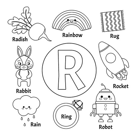 Vector cute kids animal alphabet letter r set of cute cartoon illustrations coloring page ðððððñññ svg ððµðºñðññ ð ððððñ ðððññññðñðð ððµð