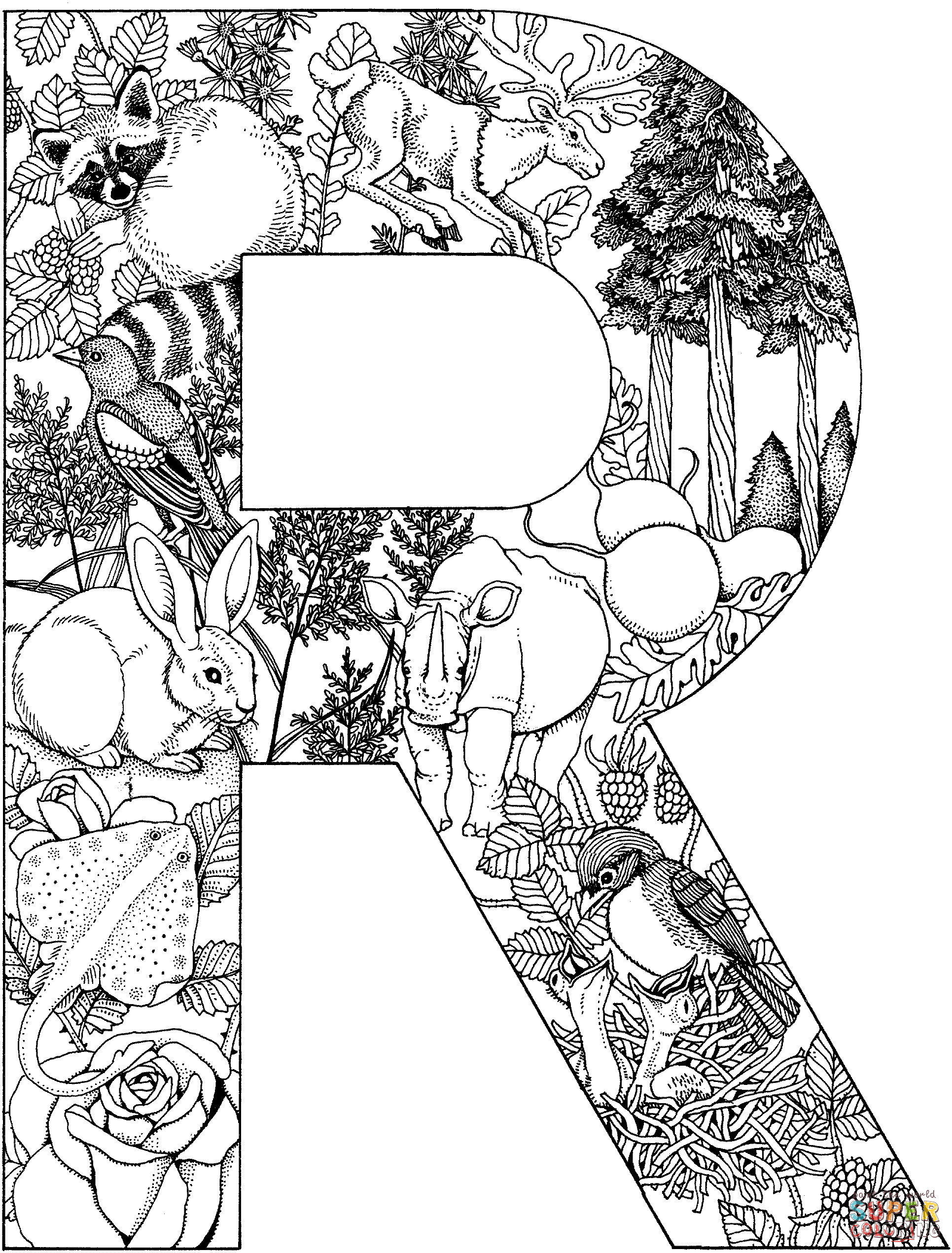 Letter r with animals coloring page free printable coloring pages