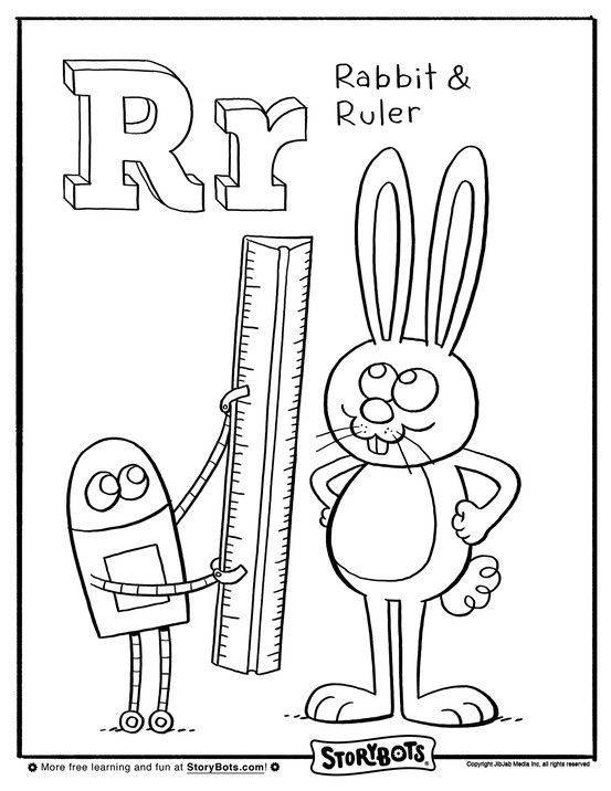A rabbit and ruler really need coloring right away for r alphabet coloring pag abc coloring letter r crafts