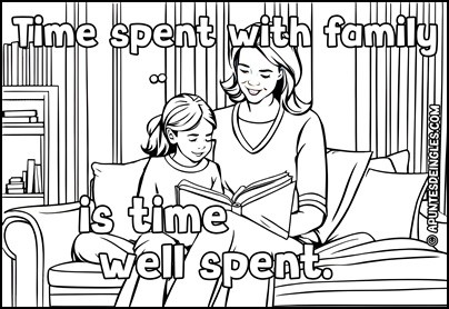 Dibujo para colorear de la familia en inglãs time spent apuntes de inglãs