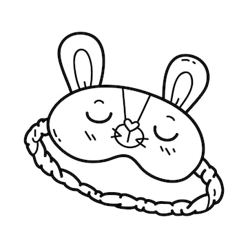 Premium vector coloring page with doodle rabbit sleep mask
