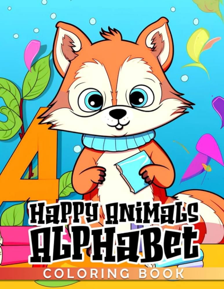 Happy animals alphabet coloring book funny animal and letters from a to z coloring pages with creative sketches educational gifts for kids teens boys and girls anxiety relieving evans elissa