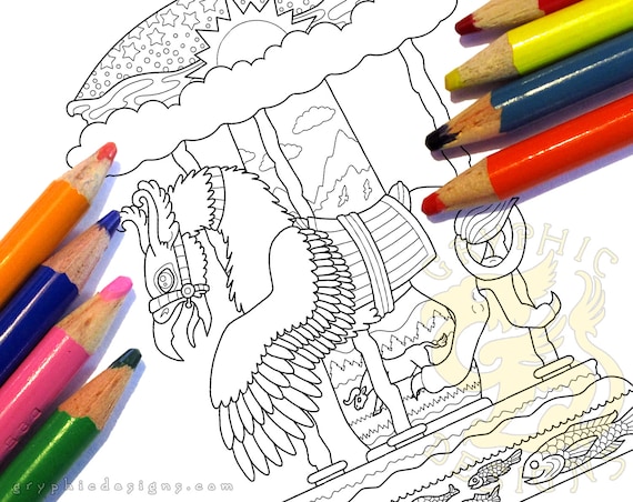 Z es para ziz carousel printable coloring page digital download