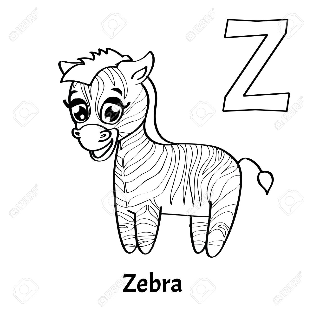 Vector alphabet letter z coloring page zebra royalty free svg cliparts vectors and stock illustration image