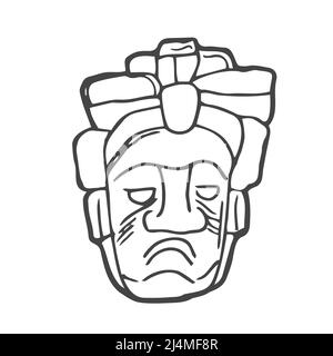 Mexican african aztec mask coloring page culture ethnic face vector illustration stock vector image art