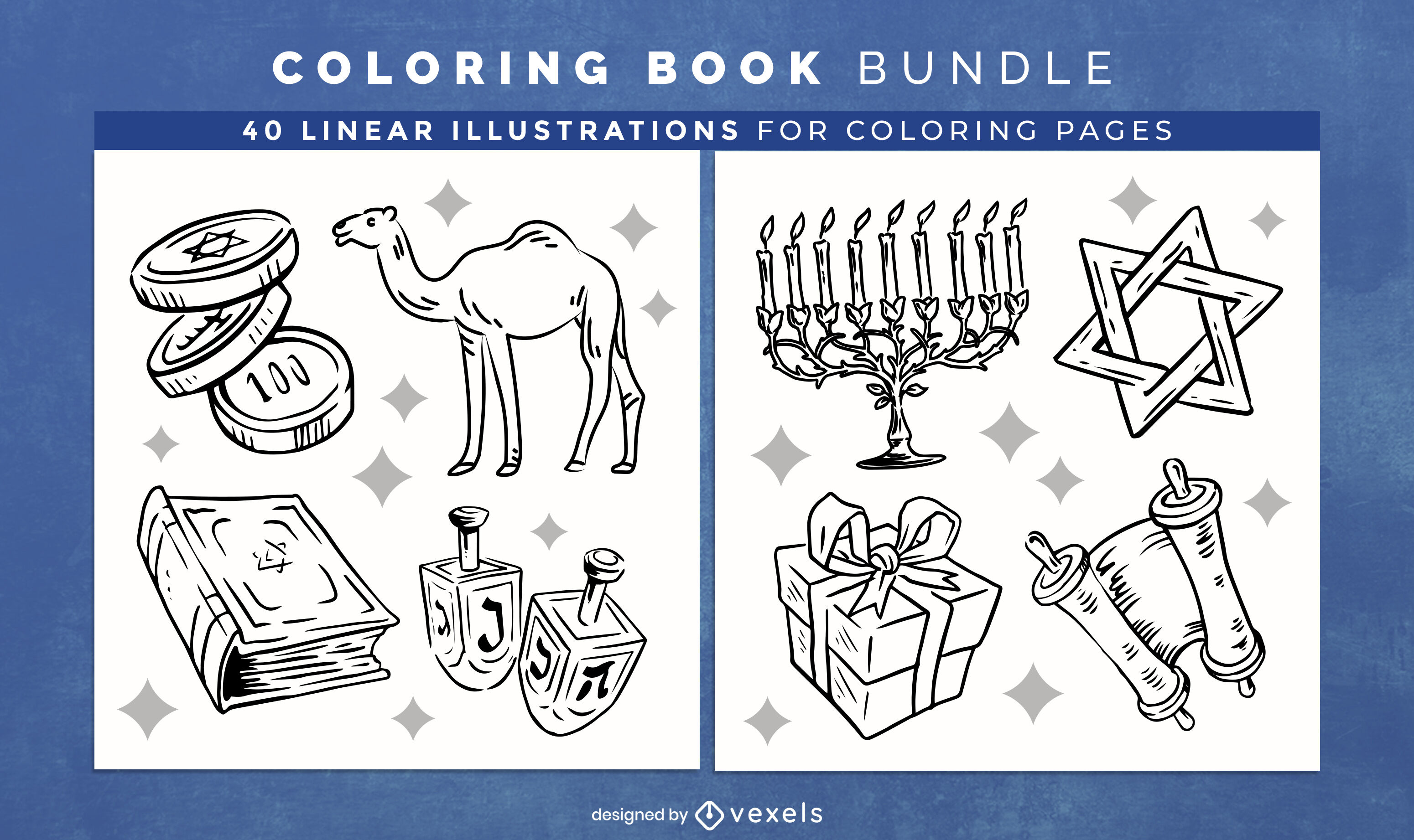 Israel culture coloring book pages design vector download
