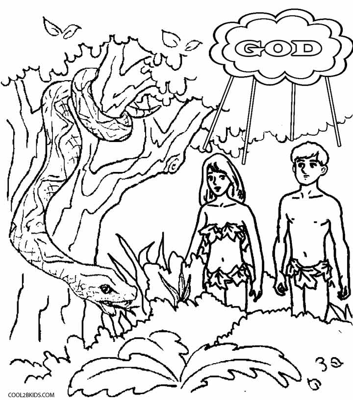 Dibujos de adãn y eva para colorear