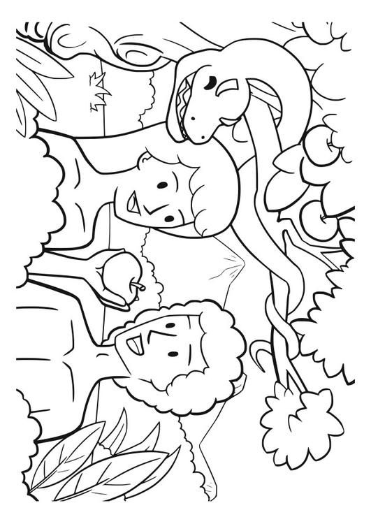 Dibujo para colorear adãn y eva