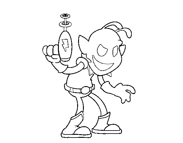 Alien with gun coloring page